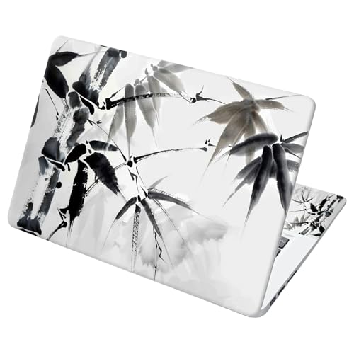 Universal Laptop Skin Sticker with 2 Wrist Pad Decals, 3-Piece Removable Vinyl Laptop Cover, Black Bamboo Waterproof Anti-Scratch, Easy-Trim Fit for 13.3" 14" 15.6" Laptops - color: Black Bamboo