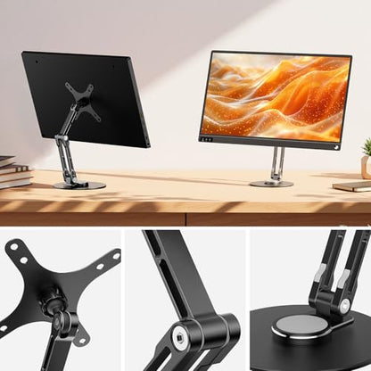 UPERFECT 75mm VESA Mount Stand, Foldable Portable Monitor Stand | Supports 15.6–17.3" Portable Monitors, 75×75mm VESA Mount, Foldable Tabletop Design, Lay Flat Mobile Display Arm Stand - size: 17.3 inch