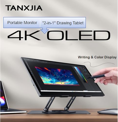 15.6" Portable Monitor 4K OLED Touchscreen, 100% Adobe RGB 10-Bit Color, USB-C External Display for Laptop, PC, Mac, Phone, Gaming, with Smart Cover & Stand