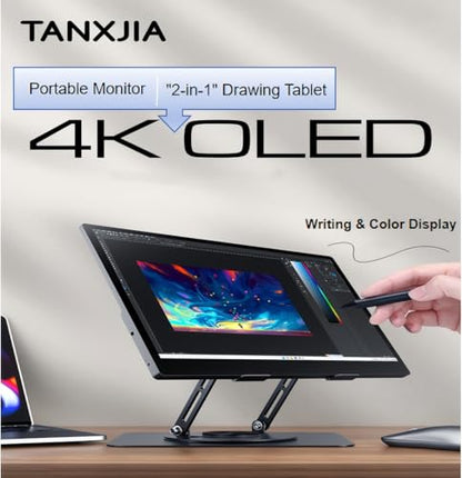 15.6" Portable Monitor 4K OLED Touchscreen, 100% Adobe RGB 10-Bit Color, USB-C External Display for Laptop, PC, Mac, Phone, Gaming, with Smart Cover & Stand