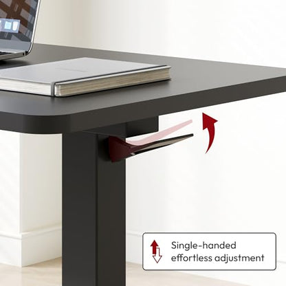 SANODESK Mobile Standing Desk with Hidden Wheels,Pneumatic Laptop Desk Rolling Computer Cart Movable Height Adjustable Small Sit Stand Desk for Home Office(31.5" W x 17.7" D, Black) - color: Black, size: 32x18