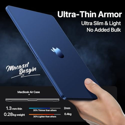Macaset for MacBook Air 15 inch Case M5 M4 M3 M2 2026-2023 Mac Laptop Cover | Midnight Color Match, Matte Clear Blue, Anti Fingerprint & Scratch, Close Seamlessly, Protective Hard Shell, Ultra Thin Fit - color: Midnight Clear