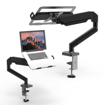 Laptop Arm Mount Adjustable Laptop Desk Mount 2-9kg Gas Spring Arm Up to 17.3 Inch Laptop Holder Tray Desktop Stand Clamp-on(Silvery)