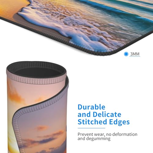 Beach Sunset Gaming Computer Keyboard Cute Mouse Pad with Anti-fray Stitching, Premium-Textured Alfombrilla para Mouse with Non-Slip Rubber Base, 10 x 12 inch - color: Beach Sunset