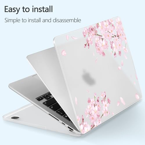 Designed for M5/M4/M3/M2 MacBook Pro 14 inch Case 2025 2024 2023 2021 Model, Ultra-Thin Hard Shell Case with Keyboard Cover & USB Adapter & Webcam Cover, Cherry Blossoms - color: Fluttering Cherry Blossoms