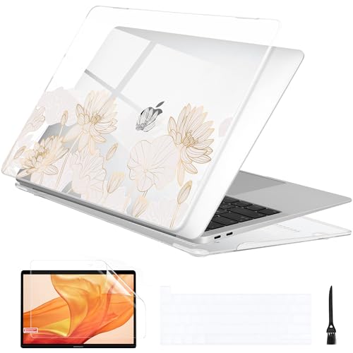 Batianda LumiArt Case for MacBook Pro 13 inch 2020 2022, Wildflower Meadow | Fits Model A2338 M2 M1 A2251 A2289,1.2mm Slim Lightweight Hard Shell Cover, Scratch Resistant,4-in-1 Accessories Bundle - color: Golden lotus