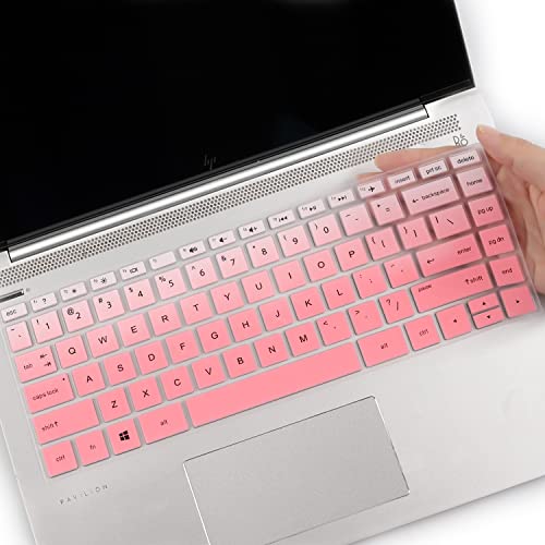 Keyboard Cover for HP Pavilion x360 14 & HP Laptop 14-dk 14m-dh 14-dq 14-fq 14-cd/ce/cf 14-dq0052dx 14-dq6014dx 14-dq0760dx 14-dq0040nr 14-fq0013dx 14-cf2112wm 14-dk0002dx 14m-dh0003dx 14m-cd0003dx - color: Gradual Pink