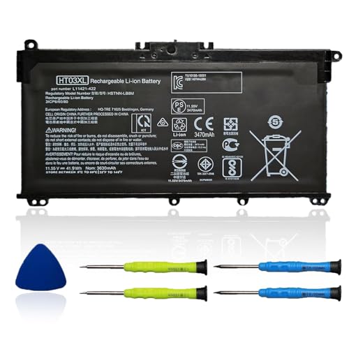 HT03XL Battery for HP L11119-855 Pavilion 15-DA 15-DB 15-DW 15-CS 15-DY 17-by 17-CA 14-CE 14-CF 14-DF 14-DQ 14-DK Series 15-CS0053CL 15-DA0014DX HSTNN-UB7J 11.55V 41.9Wh - size: 7.6*4.0*0.25 inch HT03XL