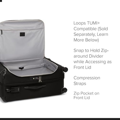 TUMI - Voyageur Leger 4 Wheeled Luggage - Women's Lightweight and Spacious, Sleek Silhouette, Durable Premium Suitcase - 26" Medium Dual Access Expandable Checked, Black with Gunmetal Hardware - color: BLACK/GUNMETAL, style: 26" Short Trip Expandable Pack