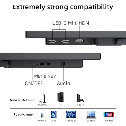 16 Inch Portable Gaming Monitor 144Hz 1200P FHD IPS,USB-C HDMI, Ultra Thin Second Screen for Laptop Switch PS5 Xbox, Eye Care Travel Monitor for Gamers - size: 16 Inch