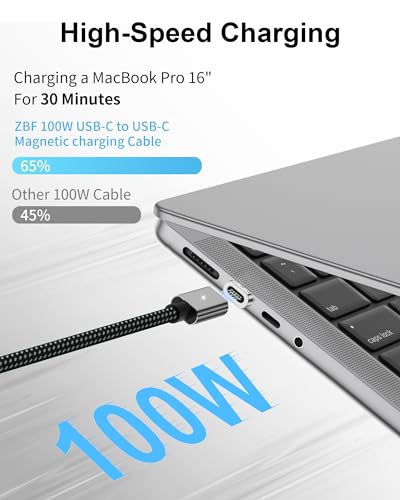 ZBF 100W USB C Magnetic Charging Cable,Magnetic Charger Cable for USB C to C(3 Pack, 5/6.6/6.6FT) 480Mbps Data Transfer, 5A Fast Charging for Phone 17 16 15 14,13 Pro Max,MacBook Pro Pad Galaxy S22 - color: A