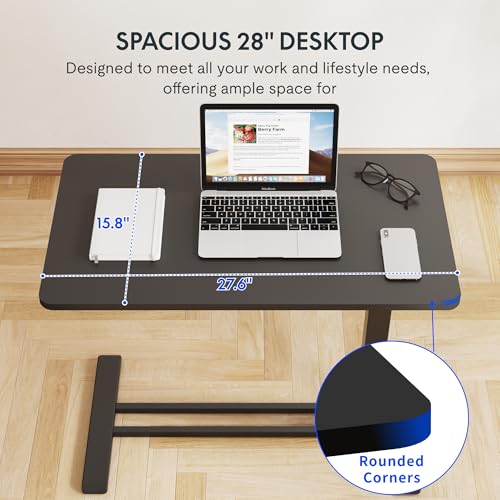 FLEXISPOT Height Adjustable C Table with Wheels, Mobile Snack Side End Table Sofa Couch Bedside Table Laptop Rolling Cart TV Tray Night Stand Small Space Side Table,(27.6" W x 15.7" D,Black) - color: Black, size: 28x16