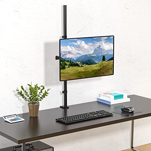WALI Single Monitor Stand Desk Mount, Tall Monitor Stand Fully Adjustable with 39” Height Pole, Articulating Arm for Computer Screen up to 38 inch, 22lbs (M001XXL), Black - size: 13"-38", style: Single