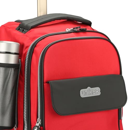 Rolling Laptop Bag with Quiet Wheel for 15.6 Inch Laptop,Roller Bag, Silent Backpack with Wheels, 6 Inch Large Wheeled Computer Bag, T5- Black/Red - color: T5- Black/Red