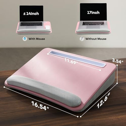 HUANUO Laptop Lap Desk - Portable Lap Desk with Pillow Cushion, Fits up to 15.6 inch Laptop, with Anti-Slip Strip & Storage Function for Home Office Students Use as Computer Laptop Stand