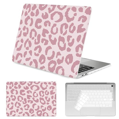 Seorsok Compatible with MacBook Air 13 Inch Case 2022 2021 2020-2018 Release A1932 A2179 M1 A2337 Touch ID,Leopard Grain Plastic Hard Shell Case with Keyboard Cover,Pink Leopard Cheetah Pattern - color: Pink