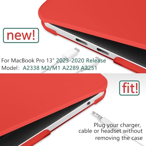 for MacBook Pro 13 inch Case 2023 2022 2021 2020 Release Model: A2338 M2/M1 A2289 A2251 with Touch Bar & Touch ID, Frosted Matte Plastic Hard Shell Case & Keyboard Cover, Red - color: Red