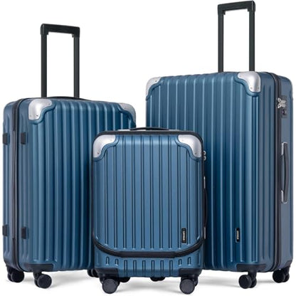 LEVEL8 Grace Luggage Sets Hardshell Suitcase with Wheels, Sturdy Large Suitcase Tsa Lock 20 Inch Expandable Carry on 24 Inch 28 Inch Checked Luggage, 3-Piece Set (20/24/28), Blue - color: Blue, size: 3-Piece Set (20/24/28)