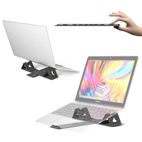 Magnetic Adjustable Travel Laptop Stand for Digital Nomads and Business Travelers. Compact, Foldable, and Ideal for Desk Use. Elevate Your Work Experience with Our Laptop Riser on the Go (Dark Gray) - color: Dark Gray