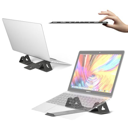 Magnetic Adjustable Travel Laptop Stand for Digital Nomads and Business Travelers. Compact, Foldable, and Ideal for Desk Use. Elevate Your Work Experience with Our Laptop Riser on the Go (Dark Gray) - color: Dark Gray