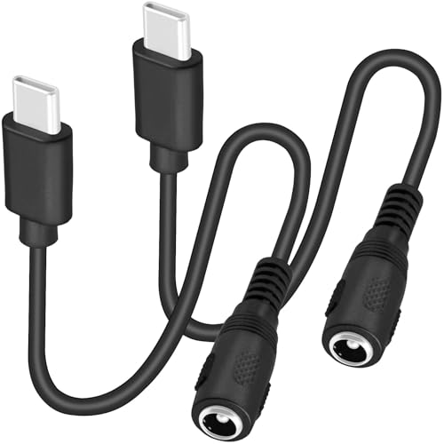 2 Pack 0.3m USB Type C USB-C Male to DC 5.5X2.1mm Female Power Jack Extension Charger Cable Charging Cord Adapter (DC 5521 Female to Type C Male)