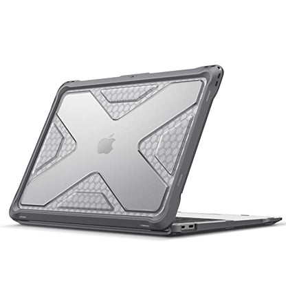Fintie Case for MacBook Air 13 Inch A2337 (M1) / A2179 / A1932 (2018-2021 2022 Release) - Heavy Duty Hard Shell Cover with TPU Bumper for MacBook Air 13 Retina Display with Touch ID, Gray - color: Gray