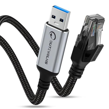 USB to Ethernet Cable 5FT, Gigabit USB 3.0 A to RJ45 Nylon Braided Cable | Network to USBA Cord, 1000Mbps Directly Connected, for Laptop, Desktop PC, Windows 10 and Windows 11 - size: 5FT, style: USB A to Ethernet