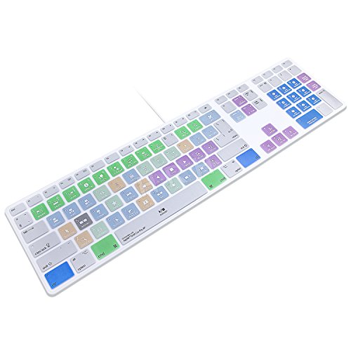 HRH for iMac G6 MB110LL/B MB110LL/A A1243 Keyboard with Numeric Keypad NumberPad Print:Final Cut Pro X Functional Shortcuts Hot Keys Design Silicone Keyboard Skin Cover [US/EU Layout] - color: Z-Final Cut Pro X