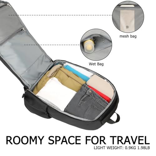 Goloni Airline Approved Travel Backpack 35L - Under Seat Carry On, Water Resistant 15.6 Inch Laptop Compartment for Men Women Work Travel,Black - color: Black