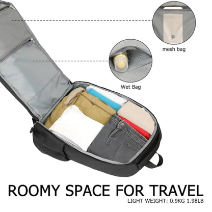 Airline Approved Travel Backpack 35L - Under Seat Carry On, Water Resistant 15.6 Inch Laptop Compartment for Men Women Work Travel,Black - color: Black