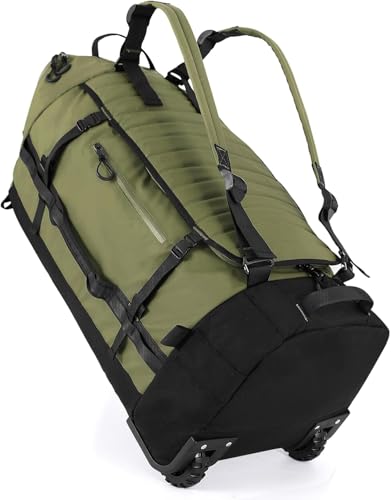 Rolling Duffle Bag with Wheels,86L 30”Carry on Luggage with Wheels,Folding Travel Bag,Duffle Backpack with Separate Shoe Compartment (Green) - color: Green