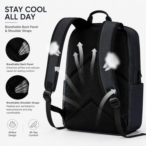 Laptop Backpack for Women & Men, 15.6" Laptop and Tablet Bag with Tumbler Holder – Lightweight, Durable Travel & Work Backpacks, Navy - color: Backpack 02 Navy Blue
