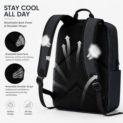Laptop Backpack for Women & Men, 15.6" Laptop and Tablet Bag with Tumbler Holder – Lightweight, Durable Travel & Work Backpacks, Navy - color: Backpack 02 Navy Blue