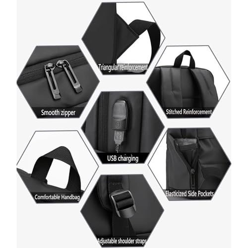 Business Travel Laptop Backpack, Large Water Resistant Travel Backpack | with USB Charging Port, Lightweight Commuter Computer Casual Daypack with Trolley Sleeve for Men Women - color: Black