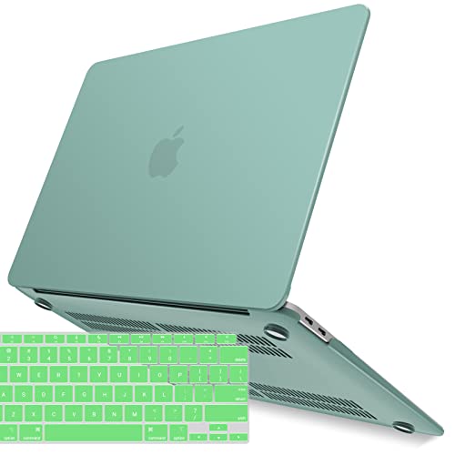 IBENZER Compatible with New MacBook Air 13 inch Case 2022 2021 2020 M1 A2337 A2179 A1932, Plastic Hard Shell Case with Keyboard Cover for Mac Retina Display with Touch ID, Green, MMA-T13GN+1A - color: Green