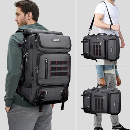 WITZMAN Carry on Travel Backpack for Men Airline Approved Fits 16" Laptop | Nylon 3 in 1 Luggage Duffle Bag with USB Charging Port, Shoe Compartment, For Weekend Getaway, Overnight Trip, B682 Grey - color: 03.silvery Grey