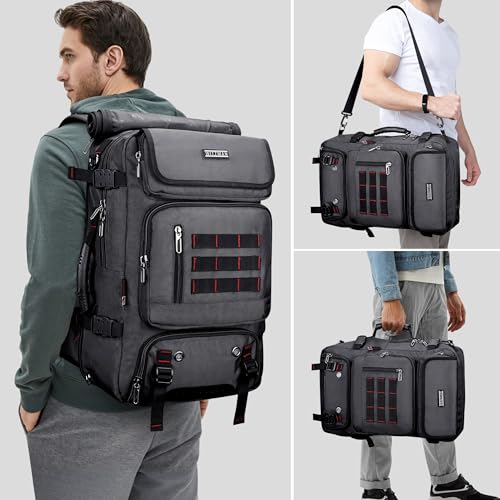 WITZMAN Carry on Travel Backpack for Men Duffle Bag Fits 16" Laptop | Nylon 3 in 1 Luggage Duffle Bag with USB Charging Port, Shoe Compartment, For Weekend Getaway, Overnight Trip, B682 Grey - color: 03.silvery Grey