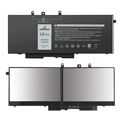 68Wh 7.6V GJKNX Battery Replacement for Dell Latitude 5480 5580 5280 5490 | 5590 5288 5488 E5480 E5580 E5490 E5590 Precision 3520 3530 Series GD1JP 0GD1JP DY9NT 0DY9NT 5YHR4 KCM82 0KCM82 451-BBZG - size: 11.85*5.67*1.26inch GJKNX