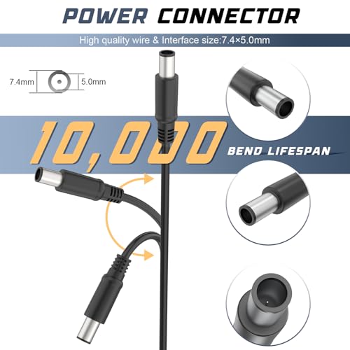 19.5V 4.62A 90W AC Adapter Charger Power Supply Cord for Dell Laptop Computer, Dell PA-10 90-watt Power Supply(Connector: 7.4x5.0mm)
