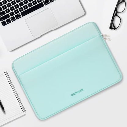 RAINYEAR Laptop Sleeve Case 13.3 Inch, Protective Portable Case with Front Pocket, Briefcase Handbag Laptop Bag Compatible with 13.3-14 Inch Laptop PC, 14 Inch MacBook Pro M5 M4 M3 M2 M1, Mint Green - color: Mint Green, size: 13.3-14 inch