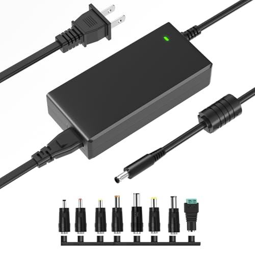 Universal 12V 5A Power Supply Adapter 60W, Worldwide AC 100-240V Input, 5.5 * 2.5mm / 5.5 * 2.1mm DC Barrel Plug, Compatible with LED Lights, Security Camera, LCD Monitor, DVR, NVR, Audio Amplifier.
