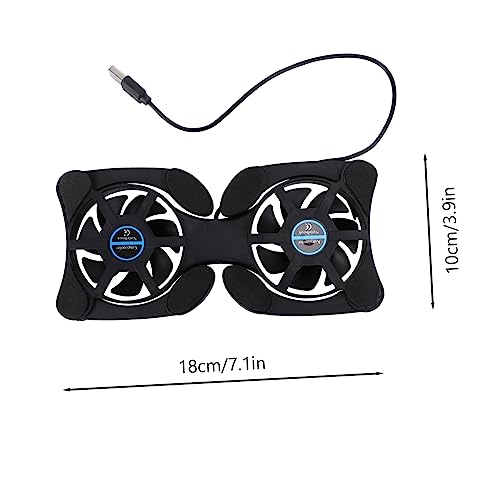 Portable Foldable Laptop Cooling Pad with USB Fans for Notebook Cooling Black Compatible with Laptops for Gaming and Work