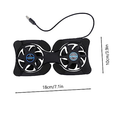 Portable Foldable Laptop Cooling Pad with USB Fans for Notebook Cooling Black Compatible with Laptops for Gaming and Work