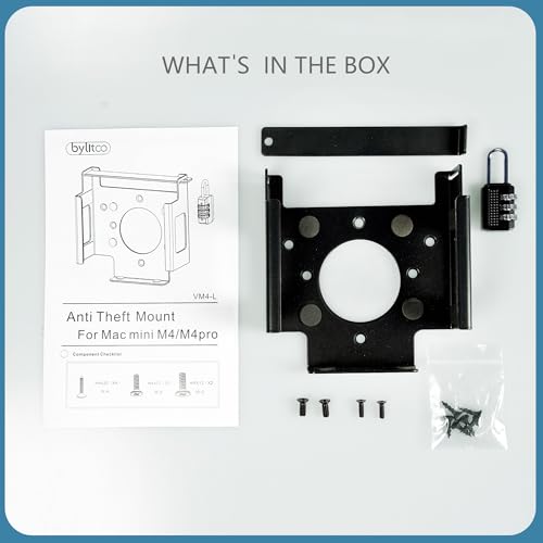 Under Desk Mount for Mac Mini M4/M4 Pro | Anti-Theft Metal Bracket with Password Lock & Protective Padding |VESA-Compatible Hidden Installation (Desk/Monitor)