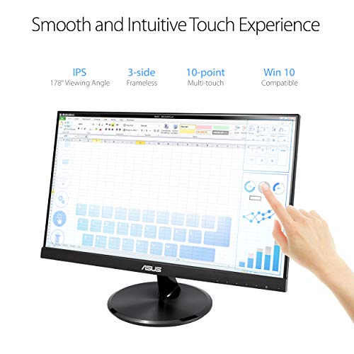 ASUS VT229H 21.5" Monitor 1080P IPS 10-Point Touch Eye Care with HDMI VGA, Black - style: 22" Touch