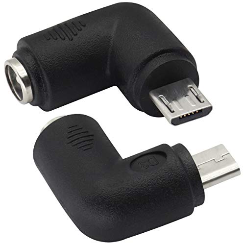 90 Degree Micro DC Power Adapter 90 Degree DC5.5x2.1mm to Micro USB 5V DC Power Supply Charging Connector for Cellphone, Tablet,MP3 and Micro USB Device.(2Pack/Micro) - color: Micro
