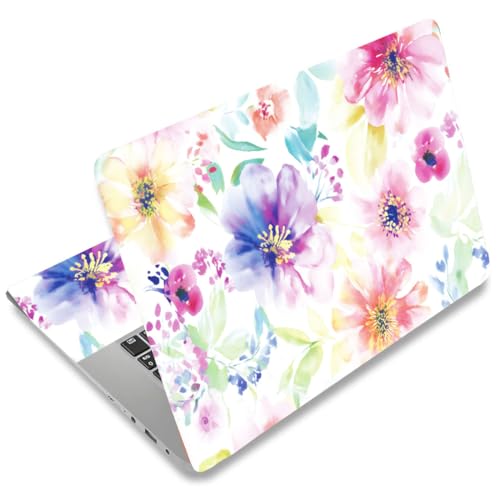 SUPERDANT Watercolor Flowers Laptop Skin Sticker Decal Plant Universal Laptops Notebook Skin Sticker 12 13 13.3 14 15 15.4 15.6 Inches Vinyl Laptop Cover Stickers Notebook Protector Pink Purple - color: Pink+Purple