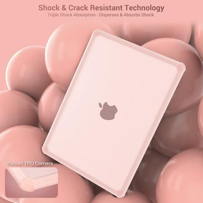 MOSISO Compatible with MacBook Air 13 inch Case M5 2026 M4 M3 M2 2025-2022 | A3449 A3240 A3113 A2681, 3 in 1 Kit Crack-Resistant Heavy Duty Protective Hard Shell Case Cover with TPU Bumper, Pink - color: Pink