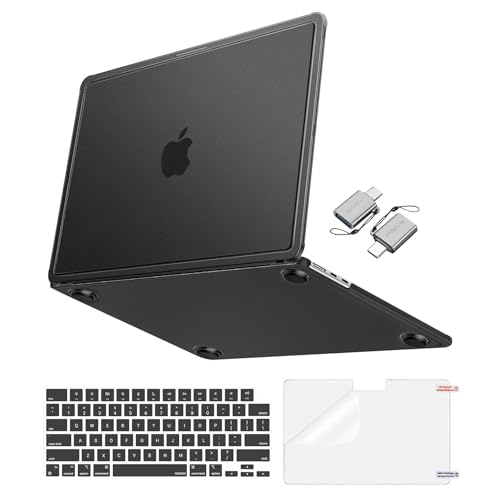MOSISO Compatible with MacBook Air 13 inch Case M5 M4 M3 M2 2026-2022 | 4 in 1 Kit Anti-Crack&Reinforced Corner Defense Hard Shell for MacBook Air 13.6 Case, A3449 A3240 A3113 A2681, Black - color: Black
