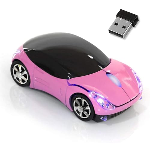 Pink Wireless Mouse，1600DPI 2.4G with USB Reciver Car Mouse for Computer Wireless Computer Mouse Wireless USB Wireless Mouse for Laptop Computer Tablet for Windows for Mac OS（Pink） - color: Pink